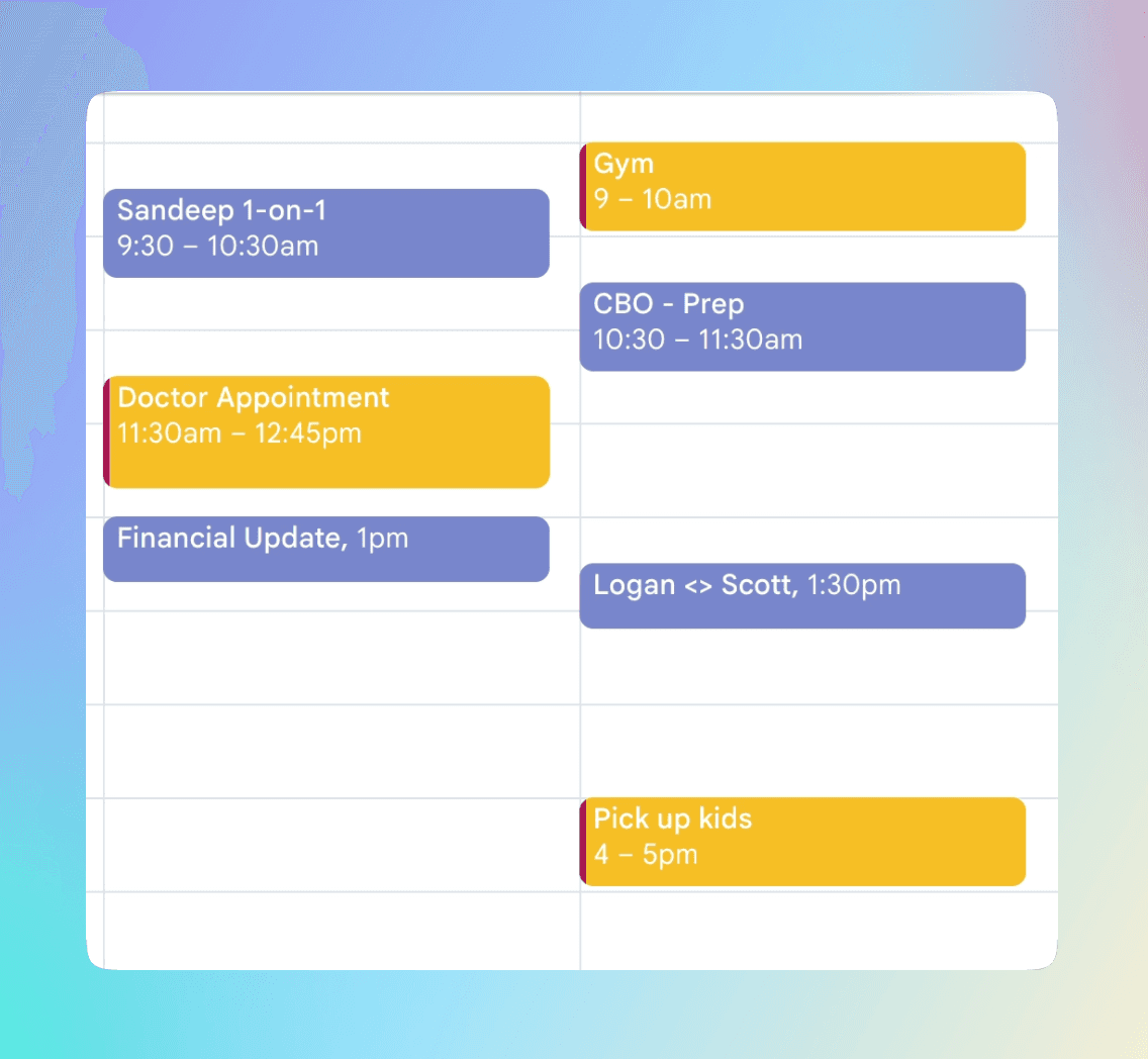 Calendar management dashboard